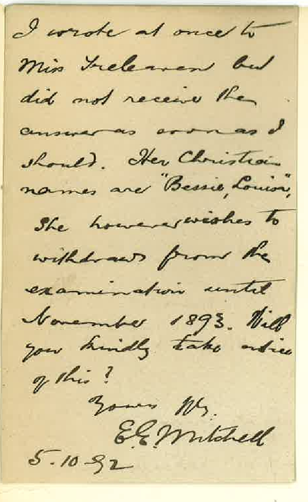 Ernest Edwin Mitchell - Woodville - Withdraws Candidate from Musical Examination