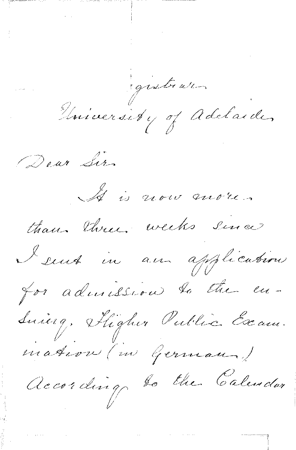 Miss Margaret Overbury - McLaren Vale - Higher Public Examination Timetable etc