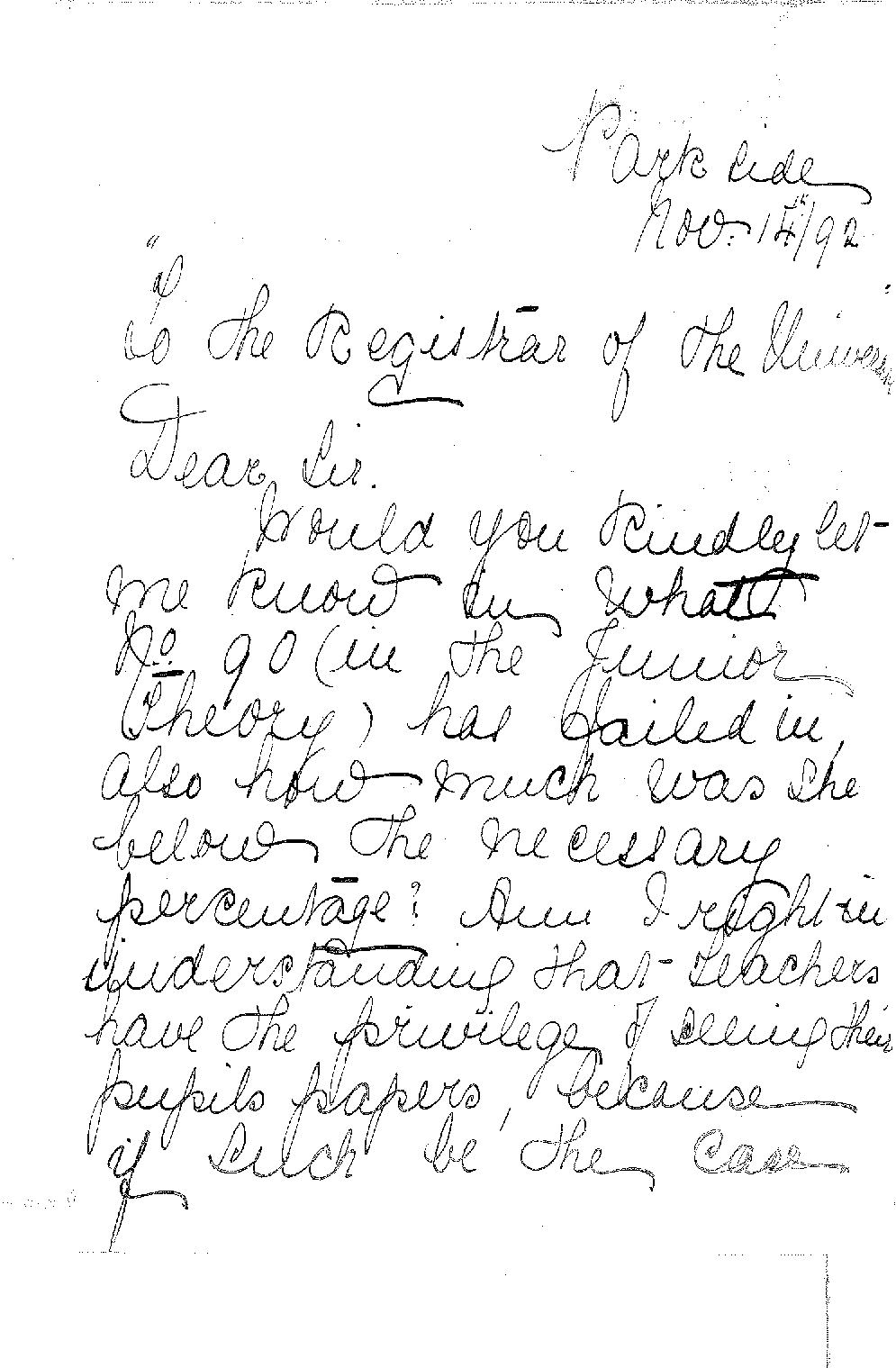 Miss Maude Evelyn Newman - Parkside High School - Which Pupil Failed in at Theory of Music Exam 1892