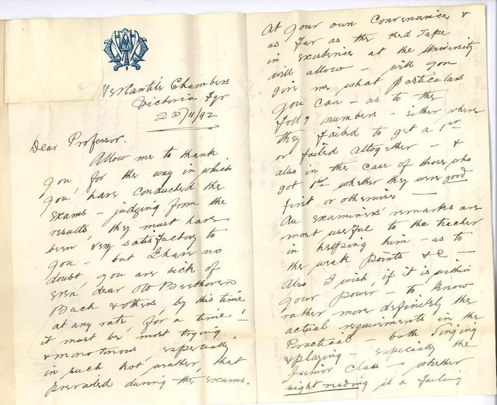 A W Mortimer - Mercantile Chambers - Victoria Square Adelaide - Information Recent Public Exams in Music