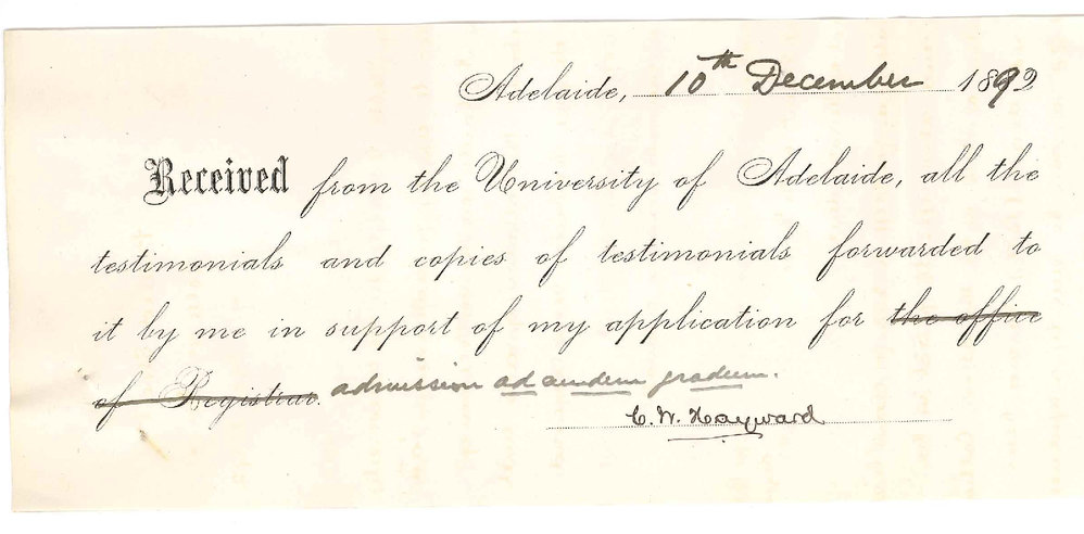 Charles Waterfield Hayward - College Town - Requests to be Admitted Ad Eundem Gradum to the Degree of MA