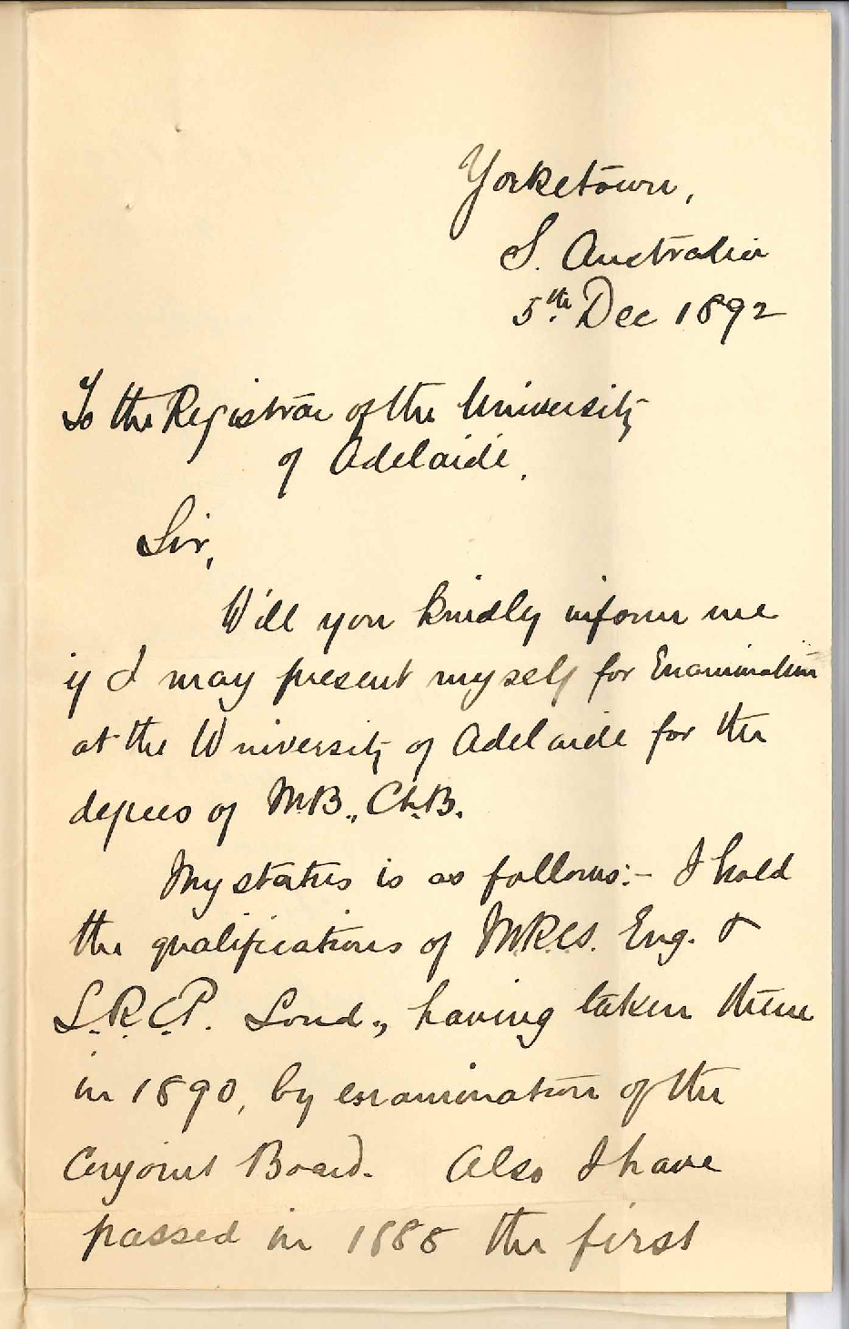John Fred Nall - Yorketown - Wishes to Present for Final MB Examination