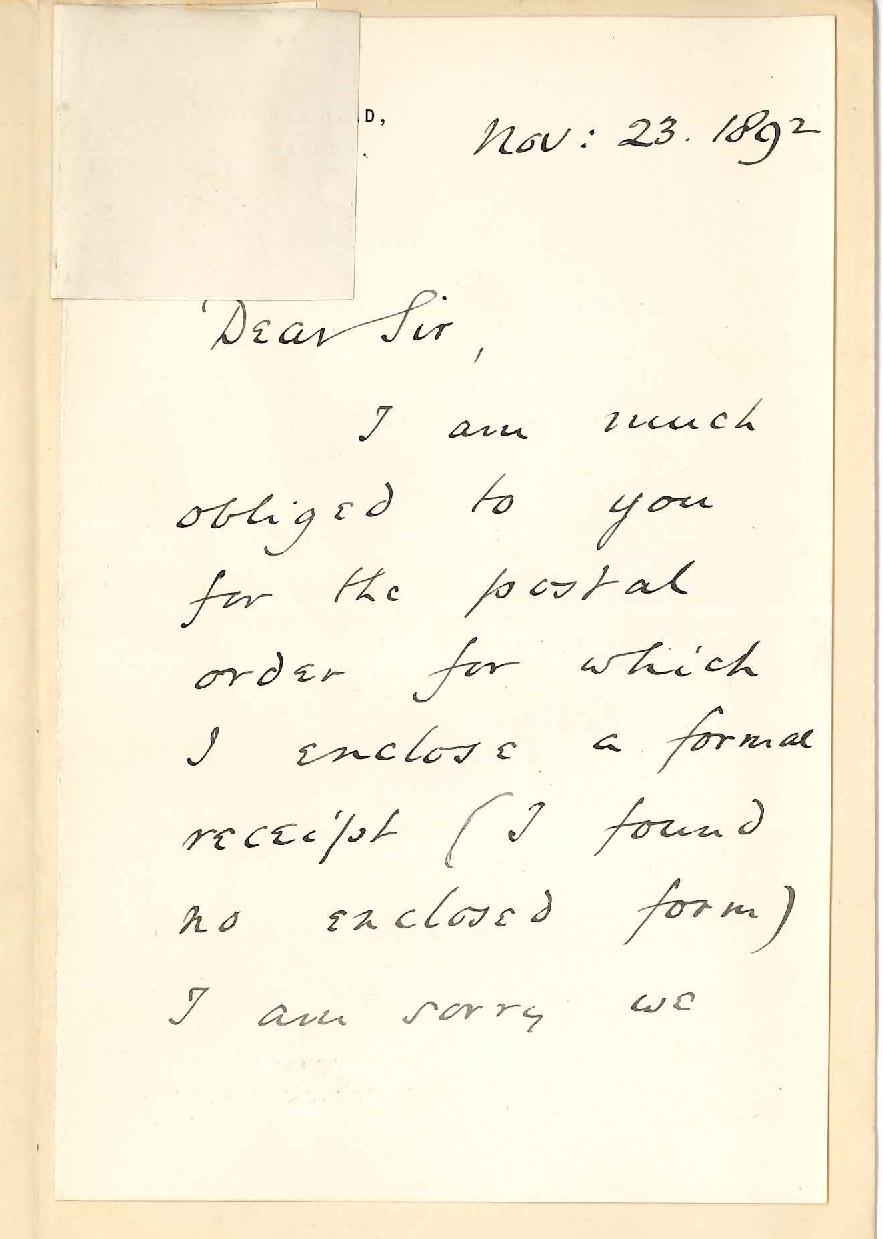 John Stainer - South Parks Road Oxford - Regarding Music Bachelor Exercise