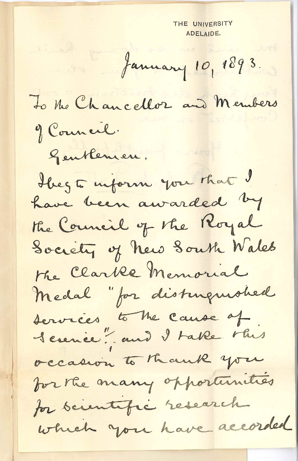 Professor Ralph Tate - The University - Informs Council of Additional Honours Conferred Upon Him