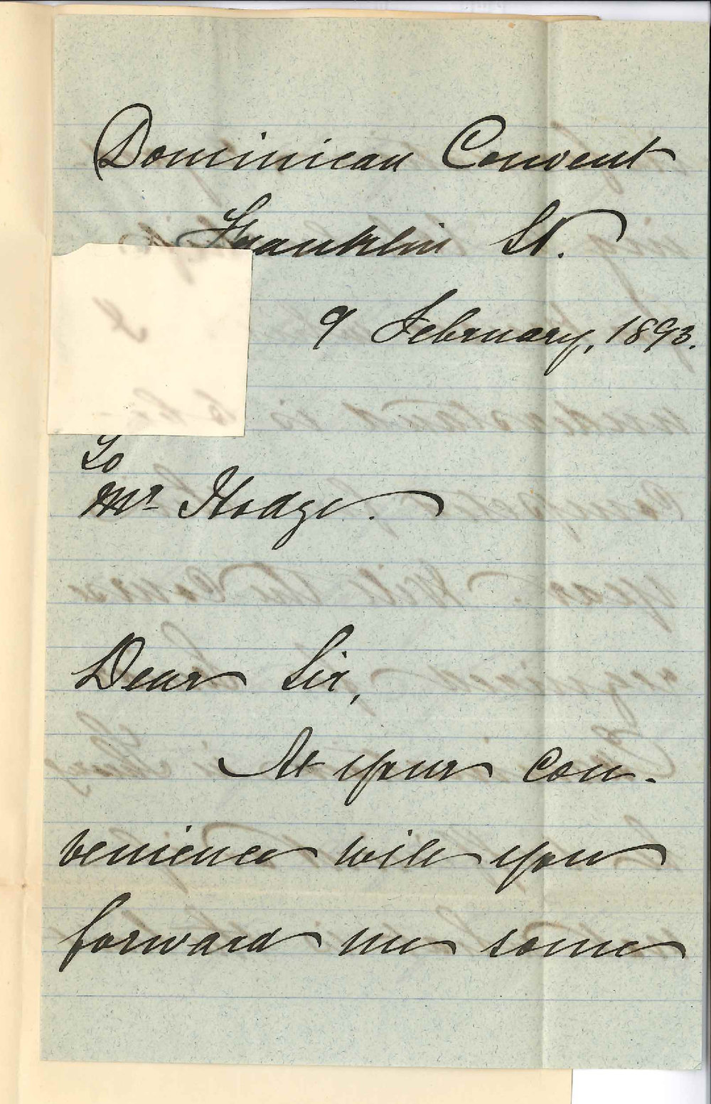 M C Kavanagh - Lady Superior - Dominican Convent - Requests Duplicate Music Certificates and Information Sir Thomas Elders Musical Scholarship