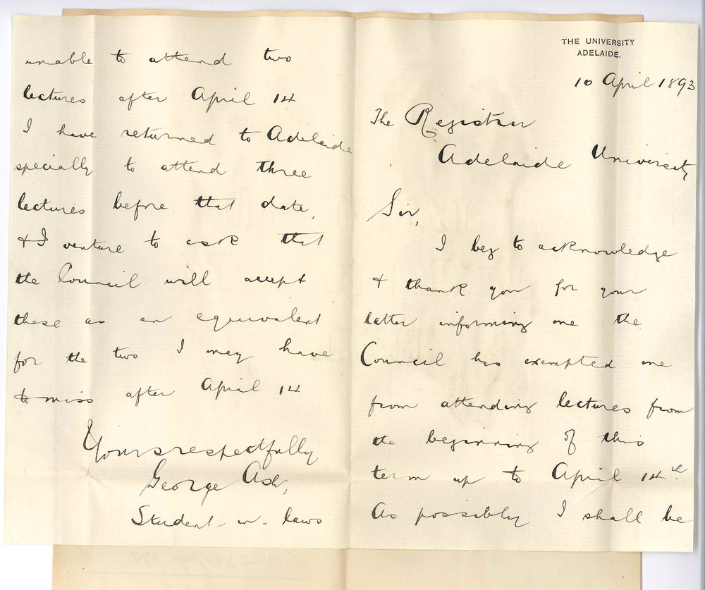George Ash - The University - Wishes to Know Whether Council Will Accept Three Lectures Before 14th as Equivalent to Two After that Date