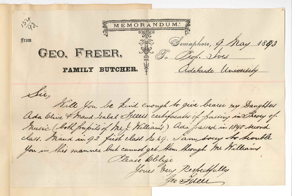 George Freer - Semaphore - Requests Daughters Music Certificates - Ada Olive and Maude Isabel Freer