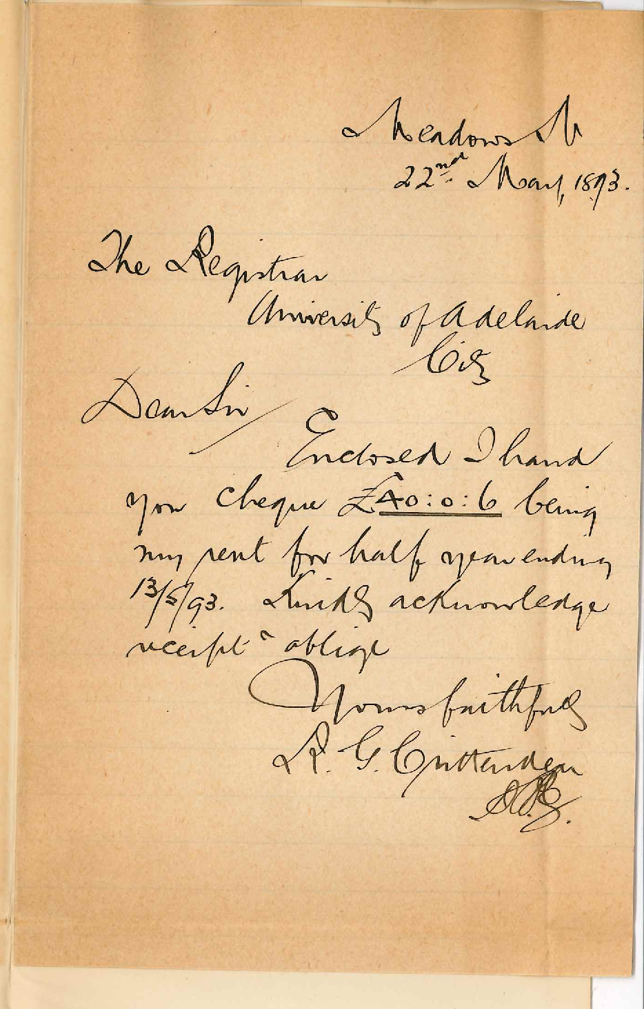 Robert George Crettenden - Meadows North - Payment of Rent