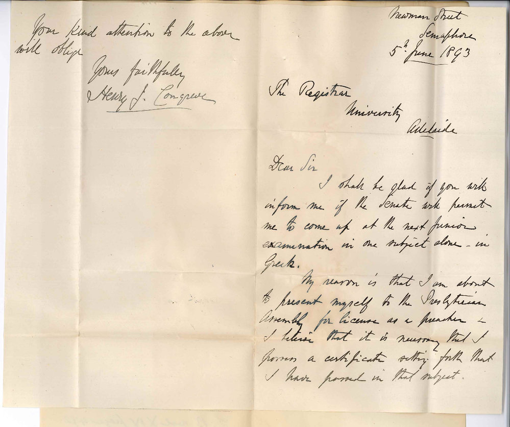 Reverend Henry J Congreve - Newman Street Semaphore - Wishes to be Examined in Greek of the Junior Public Standard