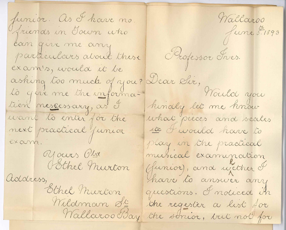 Ethel Murton - Wallaroo - Requests Information Music Examinations