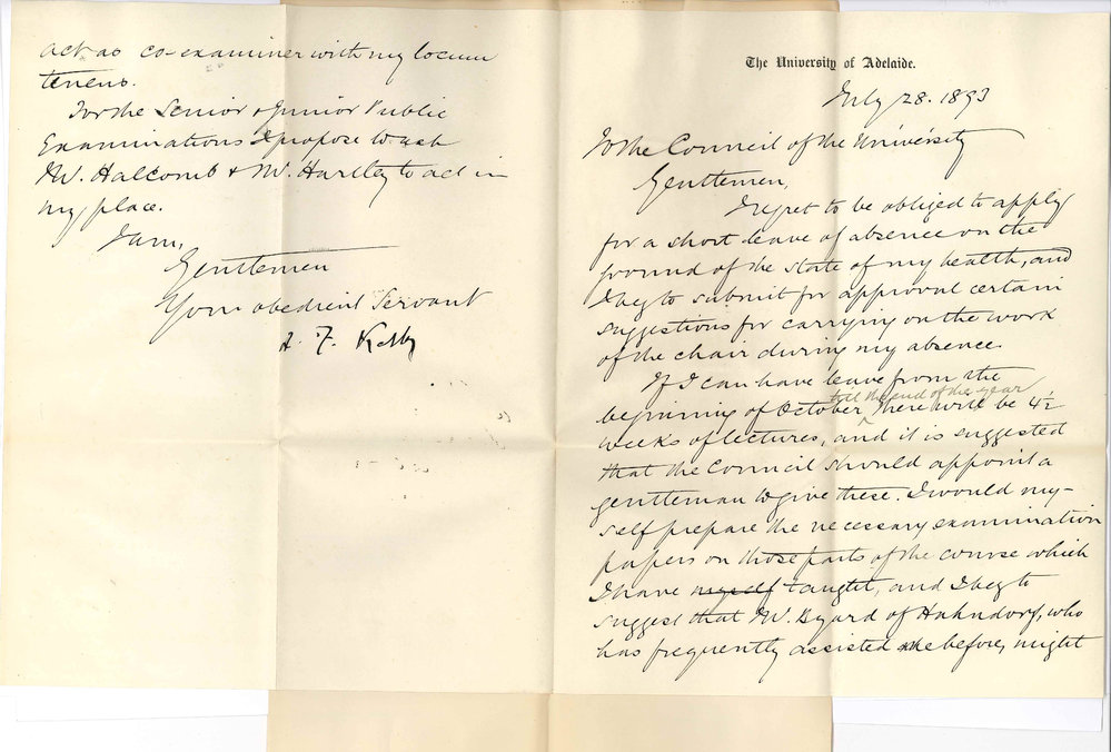 Professor David Frederick Kelly - The University - Requests Leave of Absence