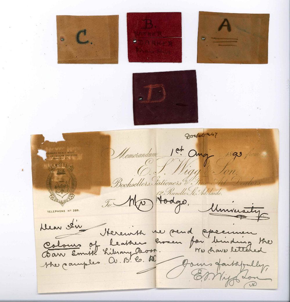 E S Wigg and Son - Rundle Street Adelaide - Approximate Cost of Order for Books and Binding Samples