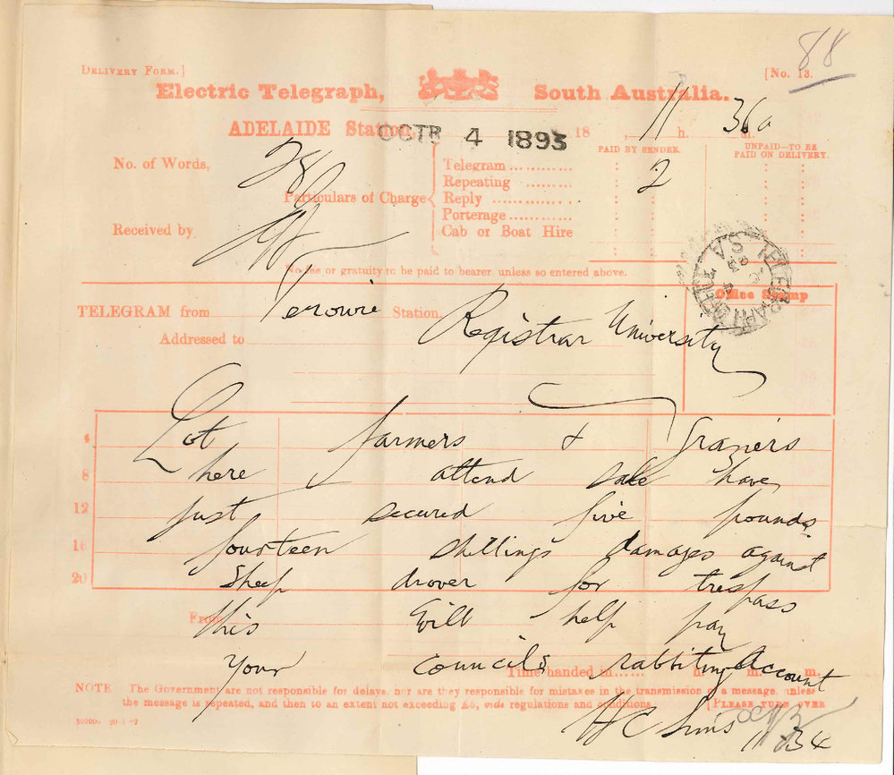 H C Sims - Terowie - Damages Secured Against a Drover for Trespass