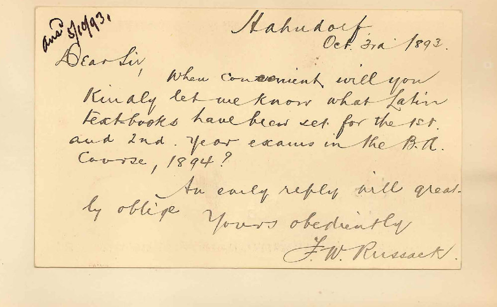 F W Russack - Hahndorf - Latin Textbooks Arts Course 1894