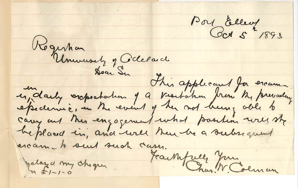 Charles W Colman - Port Elliot - Enters Miss Colman Junior Practice of Music