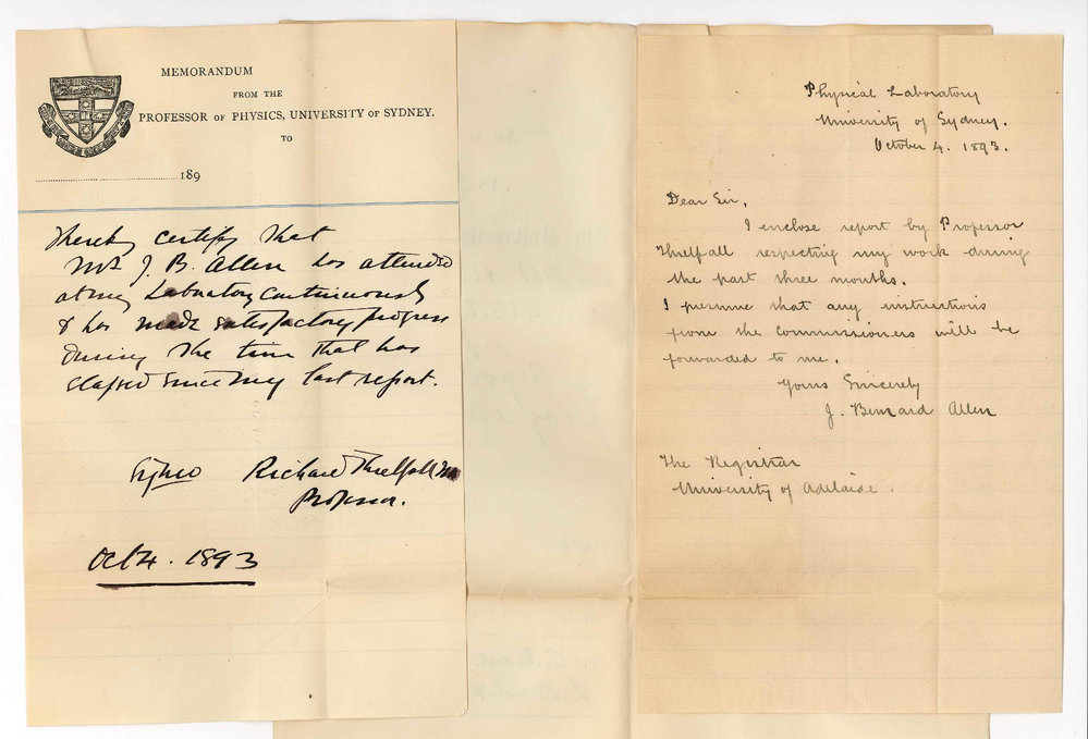J Bernard Allen - Physical Laboratory - University of Sydney - Report on Progress