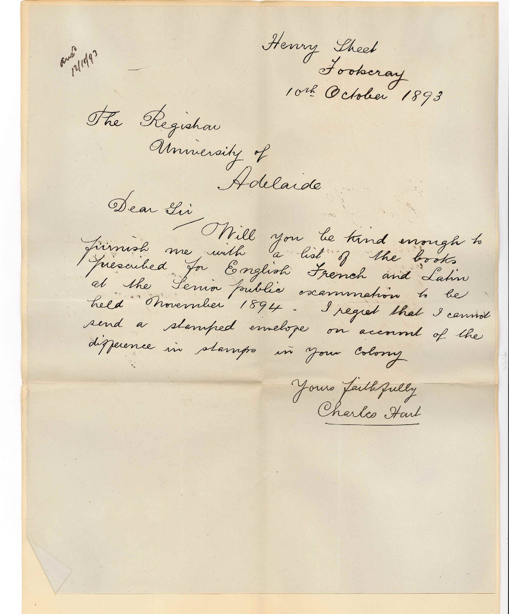 Charles Hart - Footscray Victoria - Details of Books Prescribed for Senior Public Exam 1894