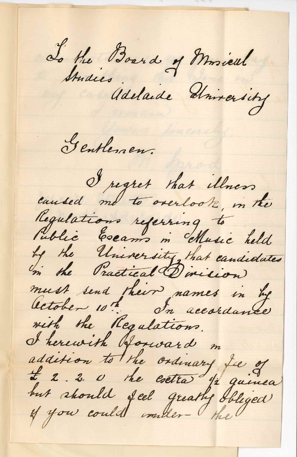 Miss M Sprod - Jeffcott Street North Adelaide - Wishes Music Fine of 10 June Remitted