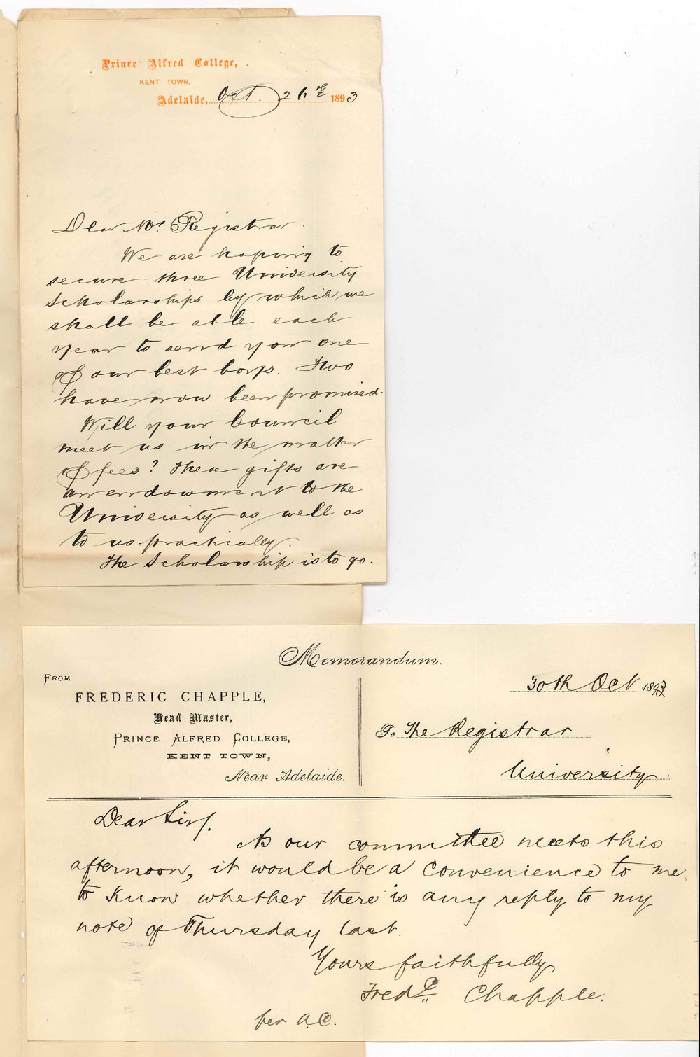Frederic Chapple - Prince Alfred College - Regarding Prince Alfred College Scholarships