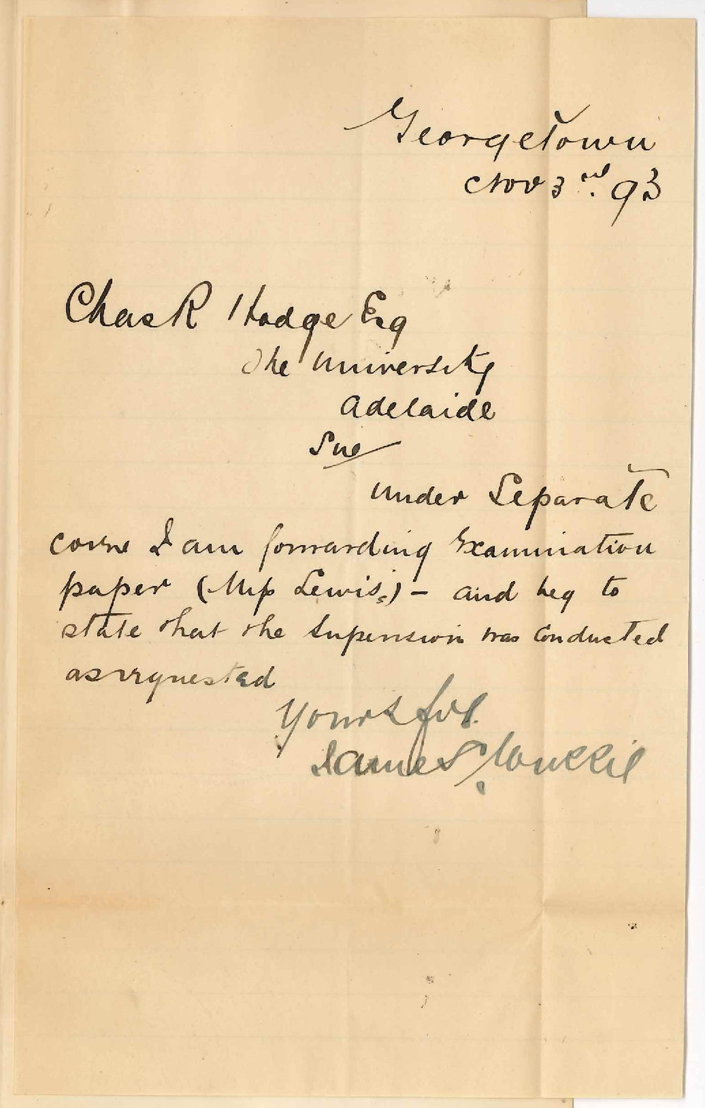 James Murrie - Georgetown - Forwards Candidates Reply Local Theory Music Exam Georgetown 1893