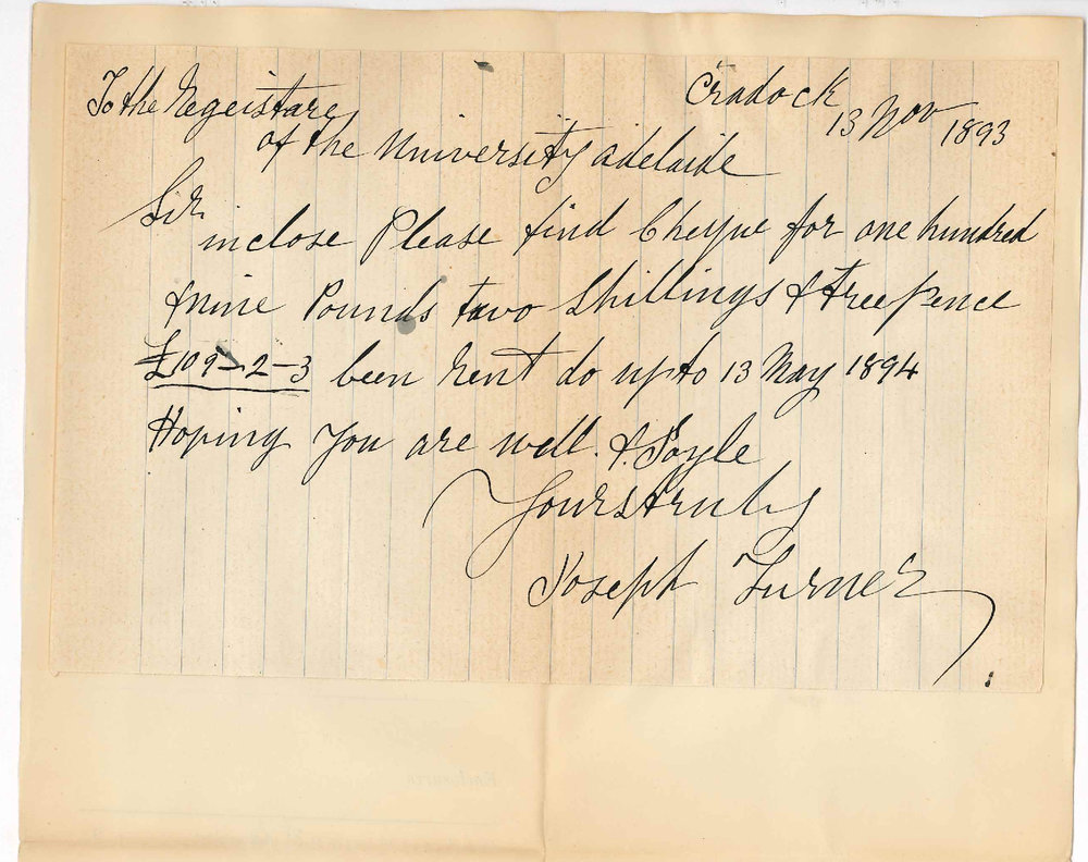 Joseph Turner - Cradock - Payment of Rent