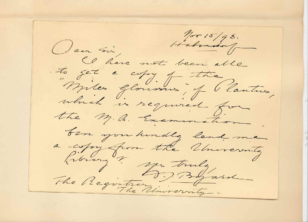 Douglas John Byard - Hahndorf - Requests Copy of the Miles Gloriosus of Plantus