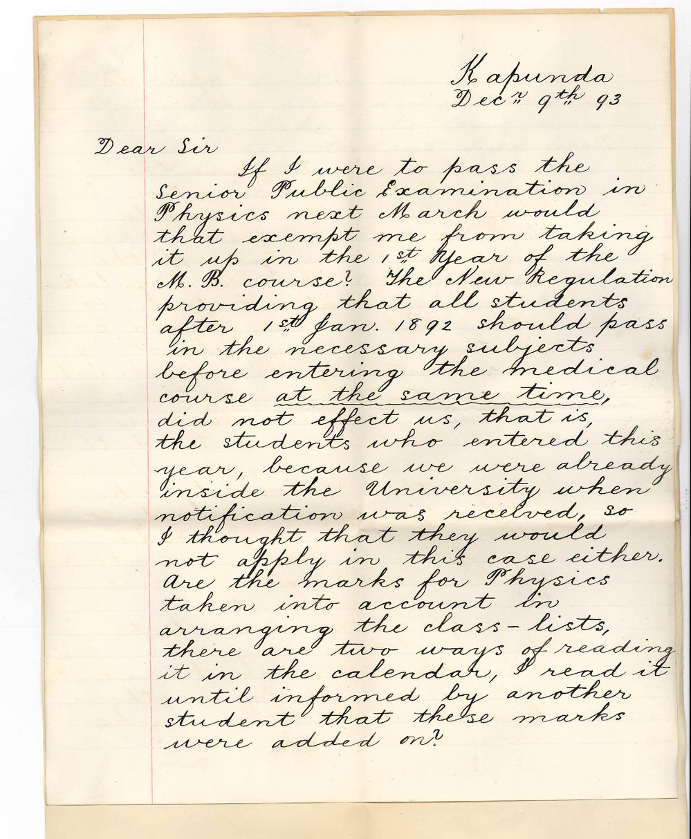 A B Nairn - Kapunda - Regarding Physics and Preliminary Examination for Medical Students etc