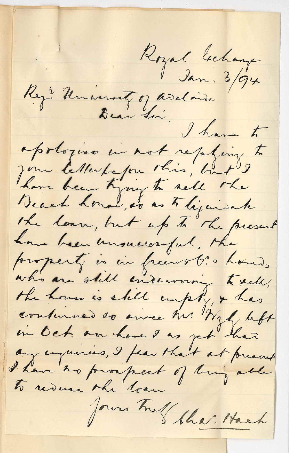 Chas Hack - Royal Exchange - City - Unable to reduce loan as requested