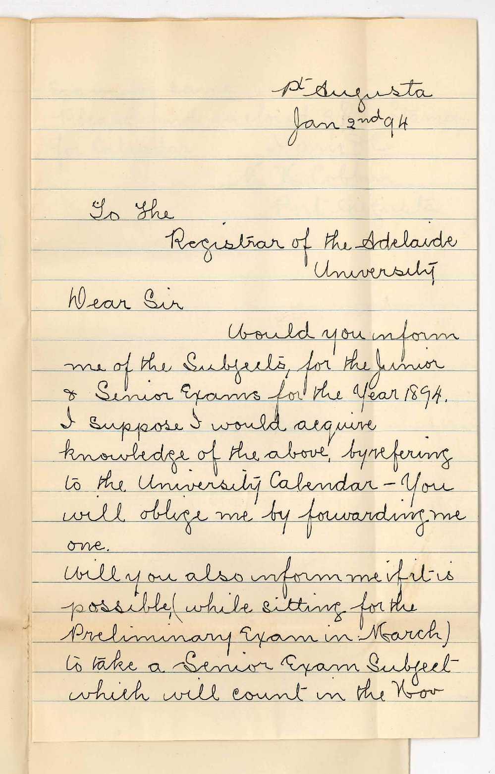 Mauris Newenham Cobbin - Port Augusta - Information Senior Public and Preliminary Exams Requests Calendar