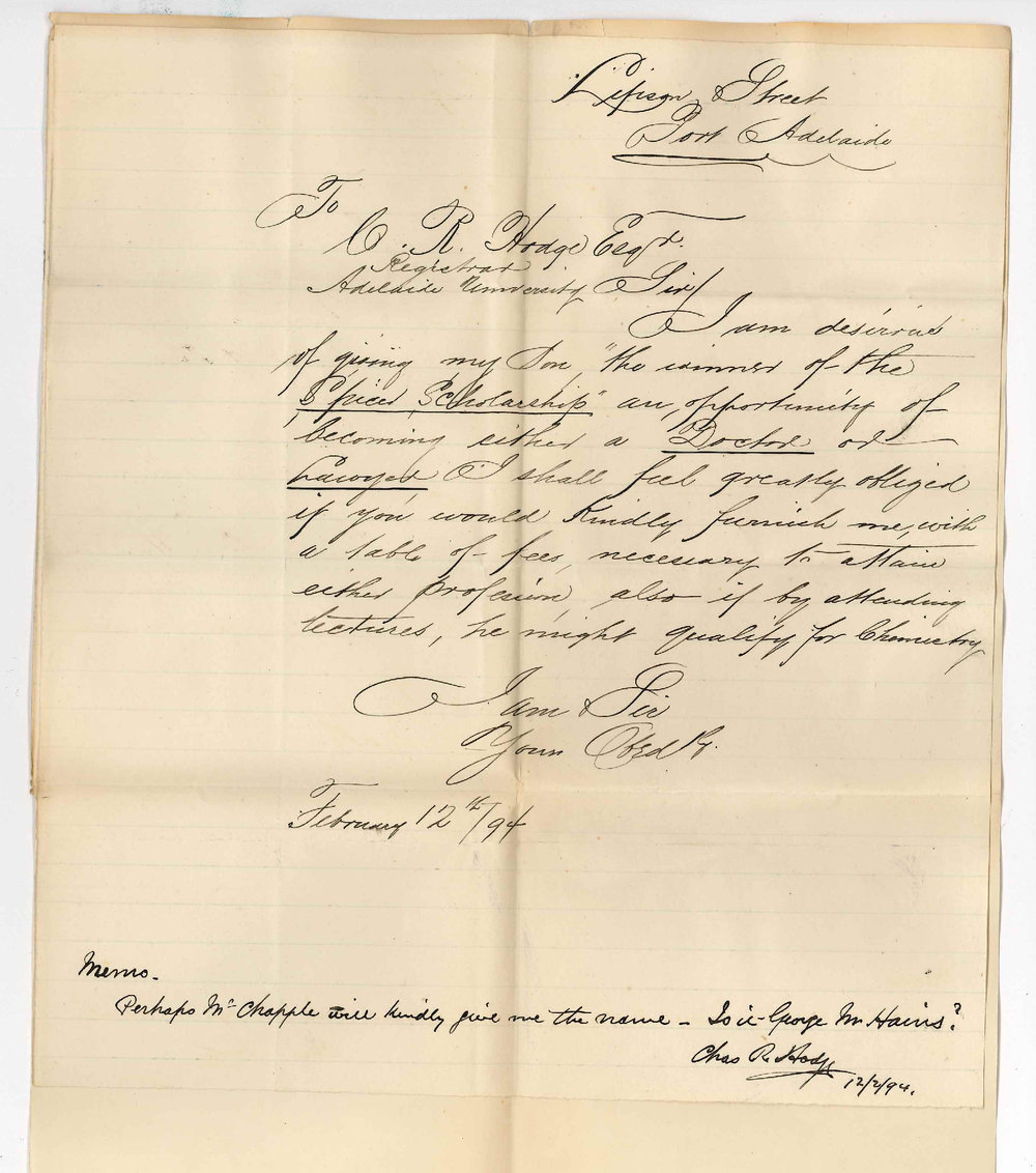 John Hains - Lipson Street Port Adelaide - Requests information LLB and MB Courses