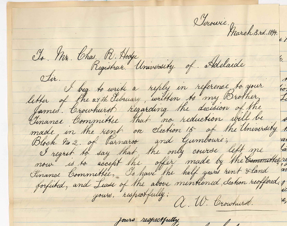 James and AW Crowhurst - Terowie - Throw up lease of Section 2 Parnaroo Notifying intention to forfeit