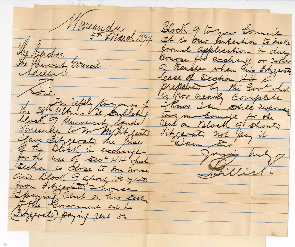 Patrick Gillick - Wirreanda - Re Payment of his rent by Mr Maurice Fitzgerald