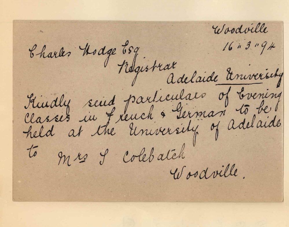 Mrs S Colebatch - Woodville - Information regarding Evening Classes in French and German