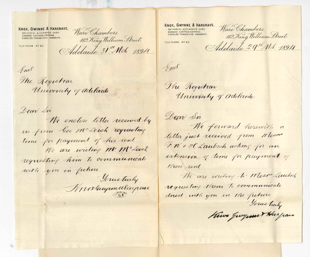 Knox Gwynne &amp; Hargrave - King William Street - Forwarding letters received from tenants asking for time in which to pay rent