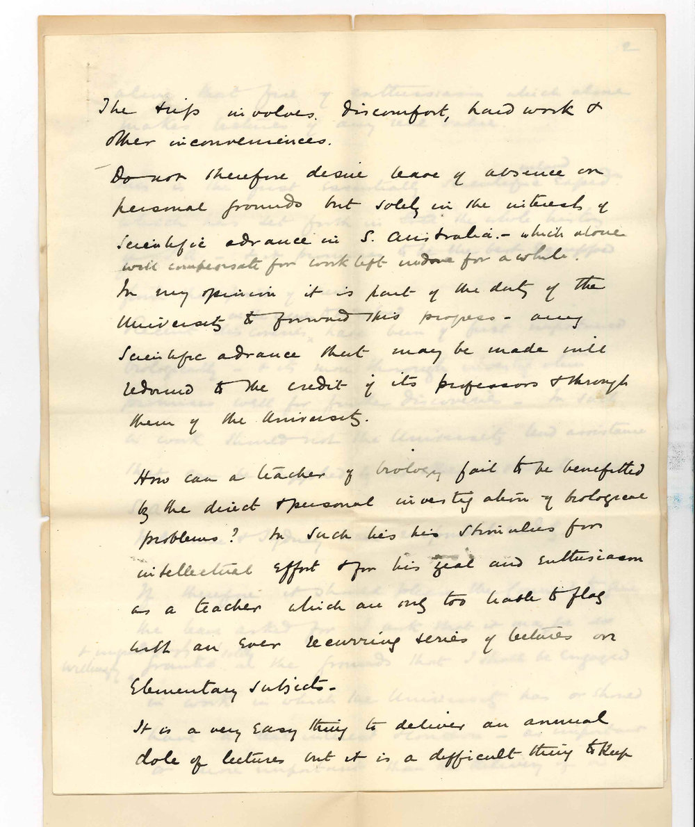 Dr Edward Charles Stirling - The University - In support of application for leave of absence to join Expedition to the MacDonnell Ranges