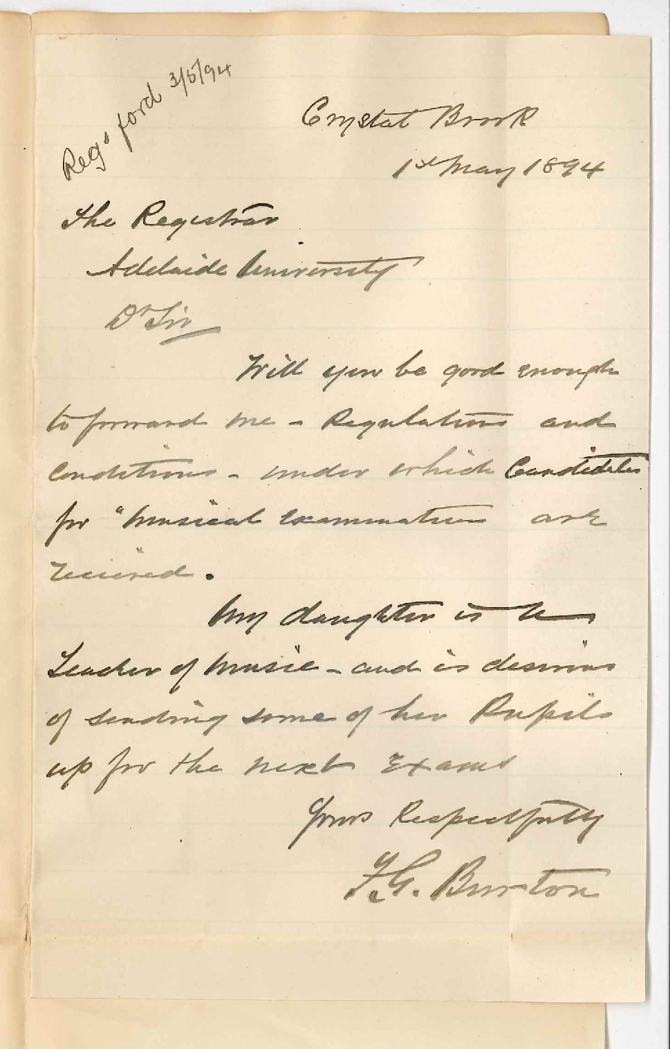 FG Burton - Crystal Brook - Regulations for Public Exams in Music