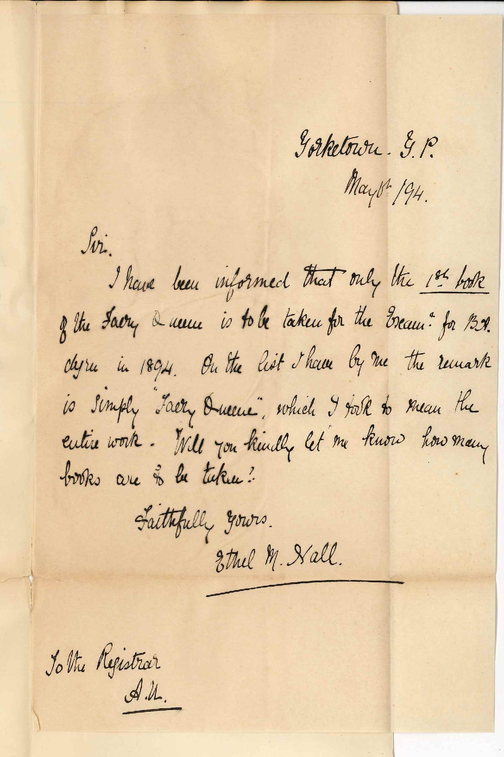 Miss Ethel Mary Nall - Yorketown Yorkes Peninsula - Re BA Text Book