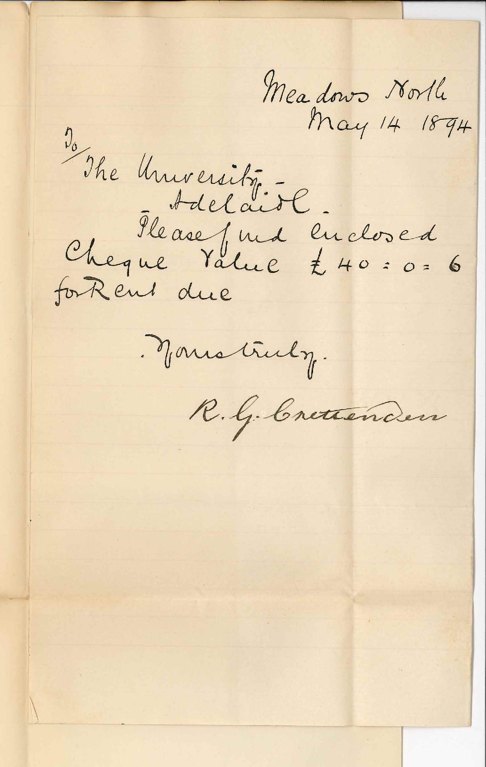 RG Crettenden - Meadows North - Payment of Rent