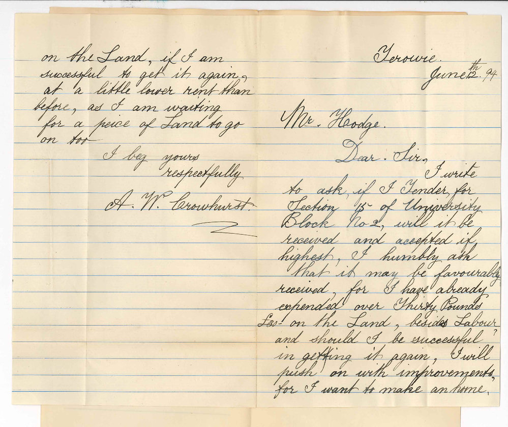 AW Crowhurst - Terowie - Re tender for land at Parnaroo