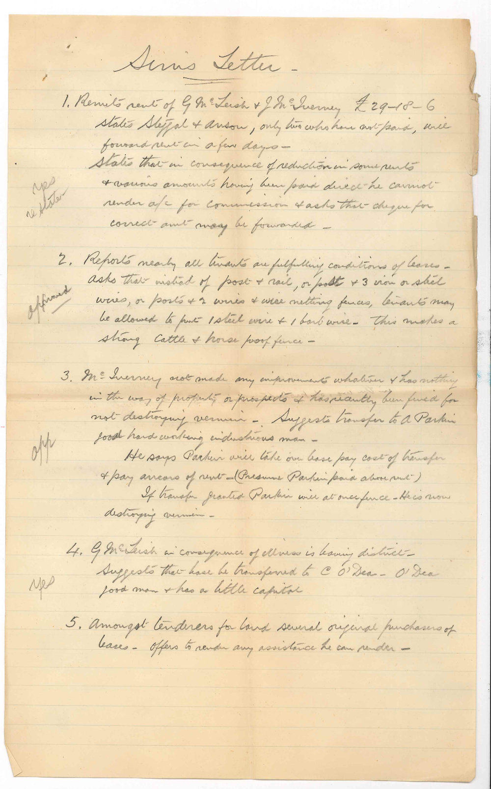HC Sims - Land, Estate &amp; General Commission Agent - Terowie - Forwards Report and Rent