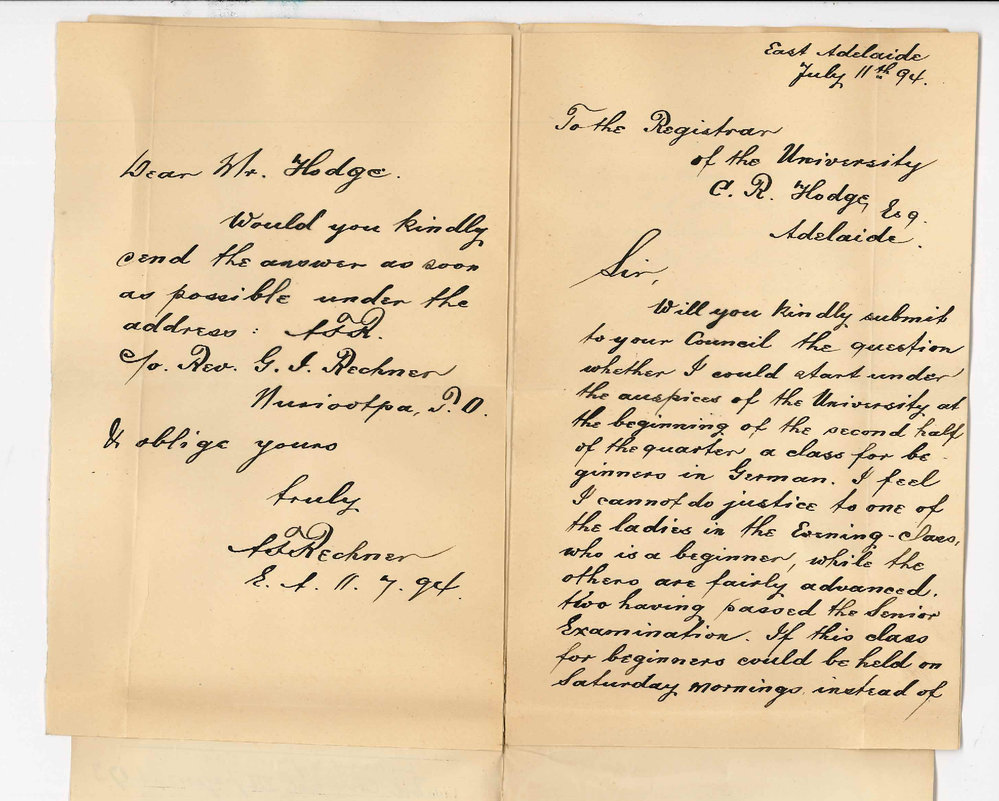 A F Rechner - East Adelaide - Request permission to start a class for beginners in German