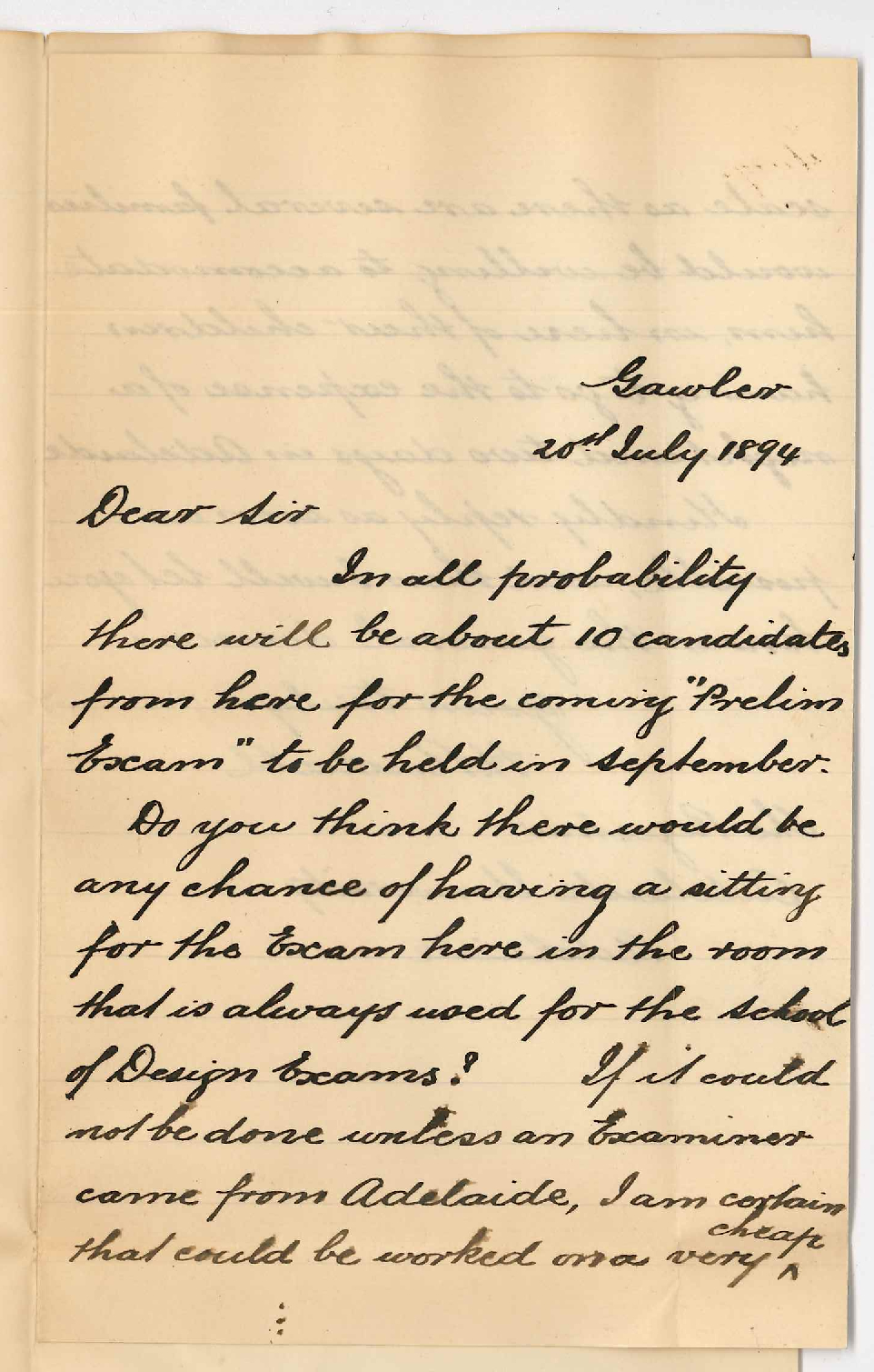 H Rudall - Gawler - Regarding Local Preliminary Examination at Gawler