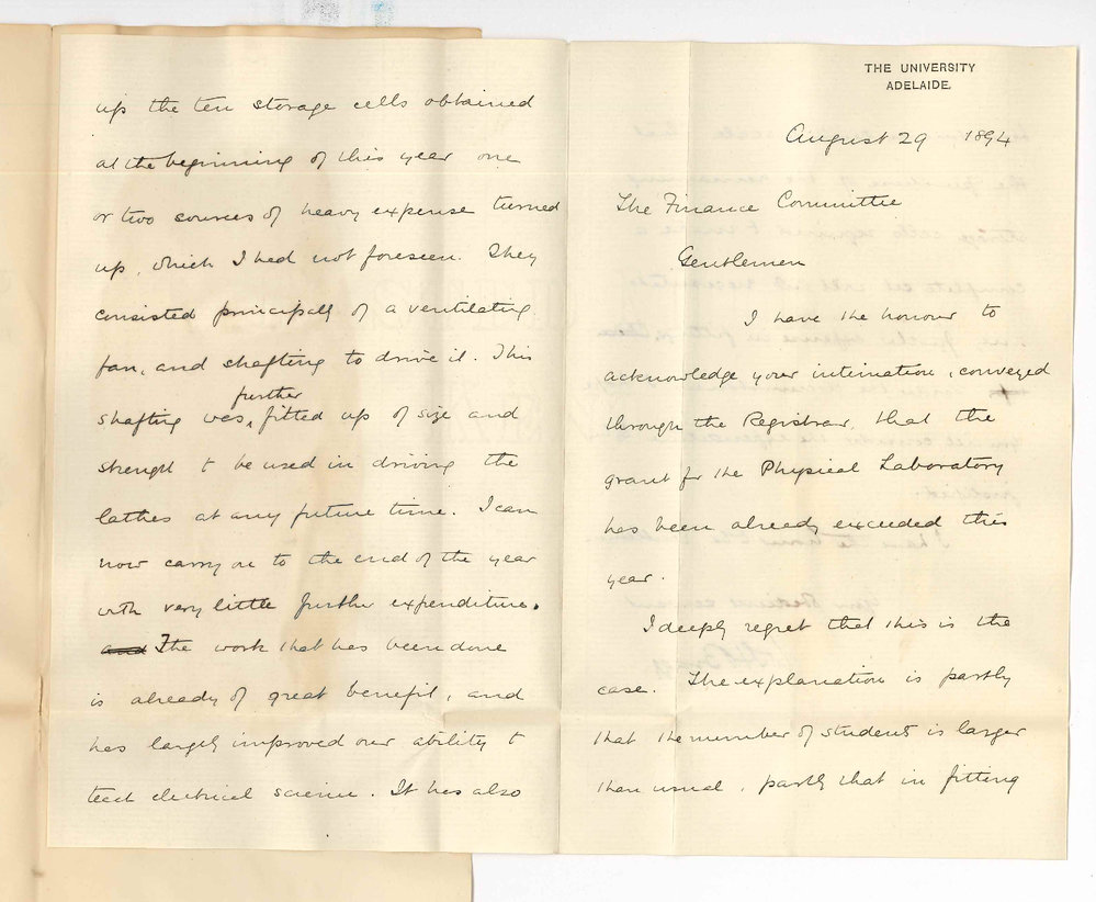 Professor William Henry Bragg - The University - Regarding expenditure of vote to Physical Laboratory