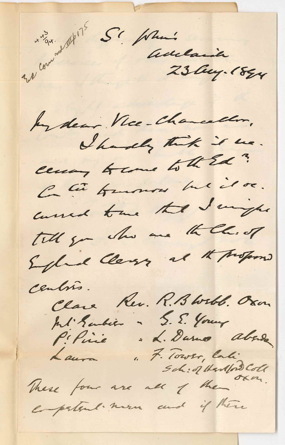 Reverend Canon Poole - St Johns City - Concerning Supervisors for local Preliminary Examinations