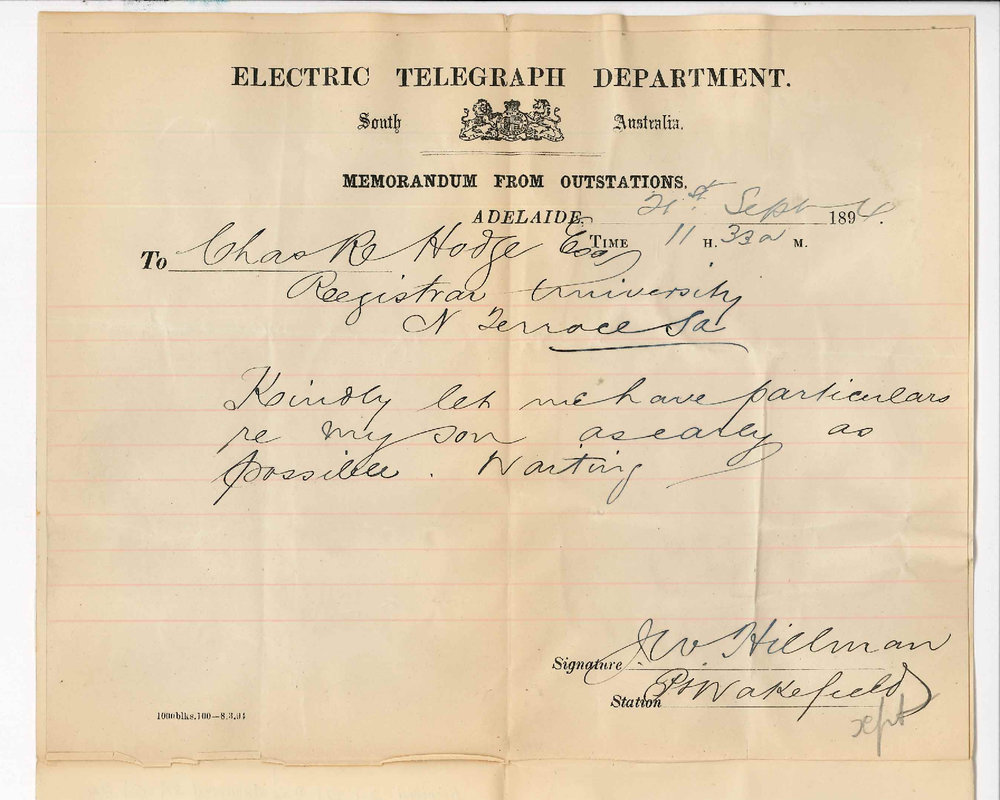 J W Hillman - Port Wakefield - Regarding Failure of GN Hillman at Recent Preliminary Exam