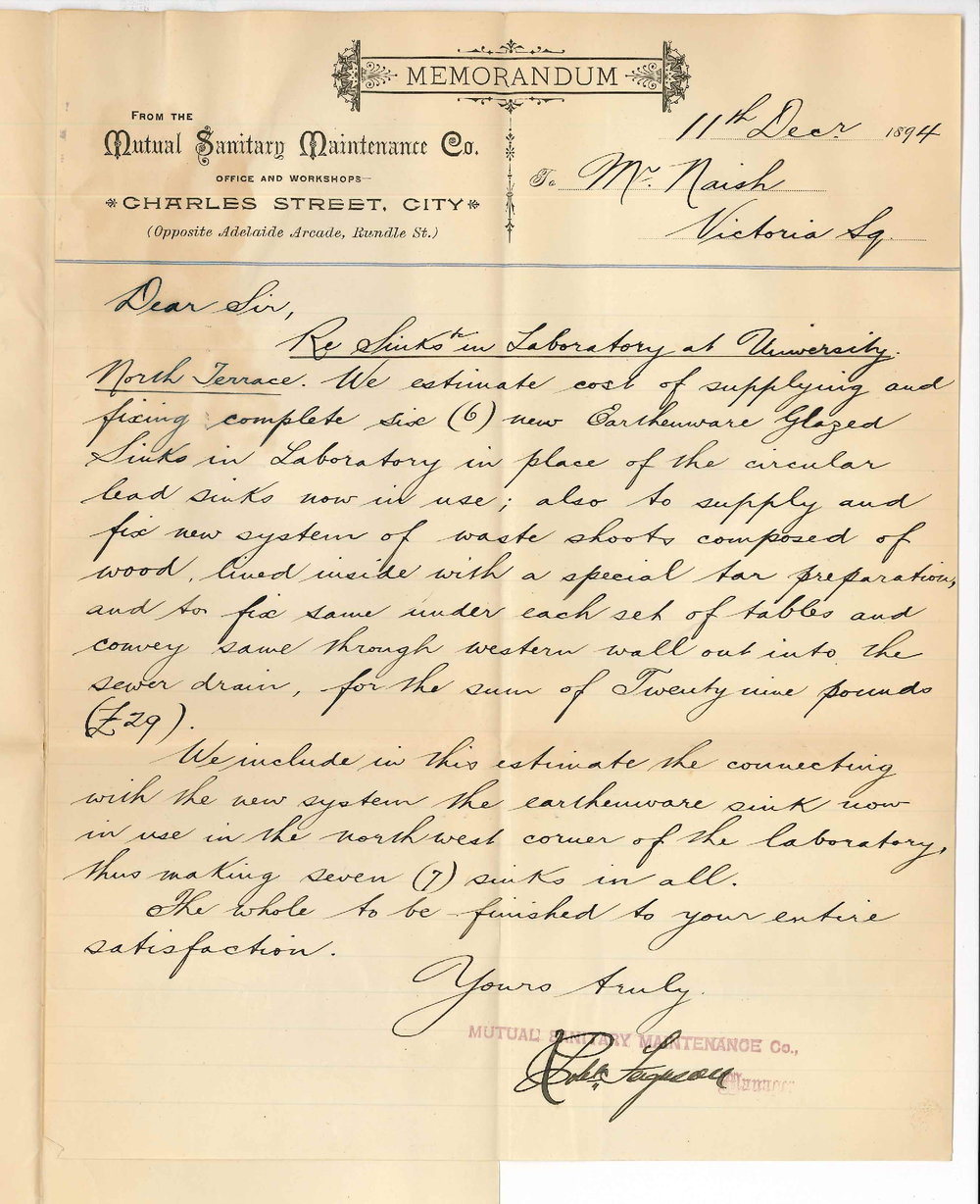 Mutual Sanitary Maintenance Company - Charles Street - Sinks etc in Chemical Laboratory