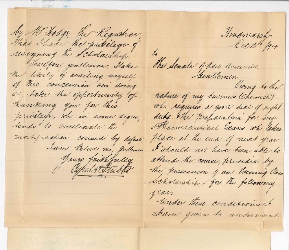 Cyril H Stubbs - Hindmarsh - Re-Signing Evening Class Scholarship