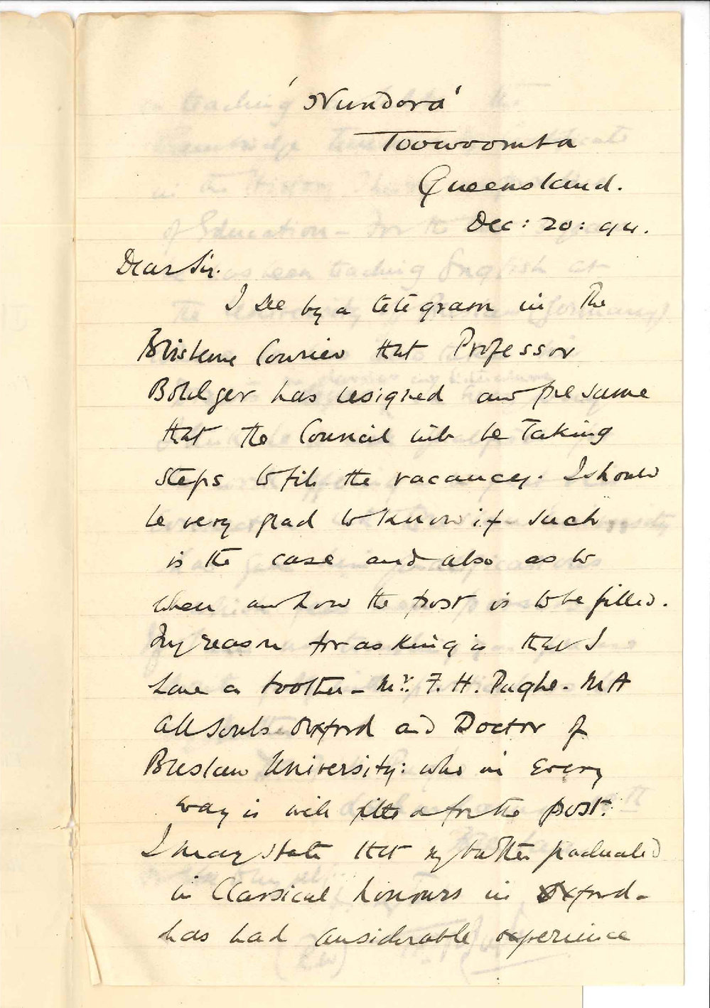 Reverend Pughe - Toowoomba - Queensland - Particulars of Classical Chair