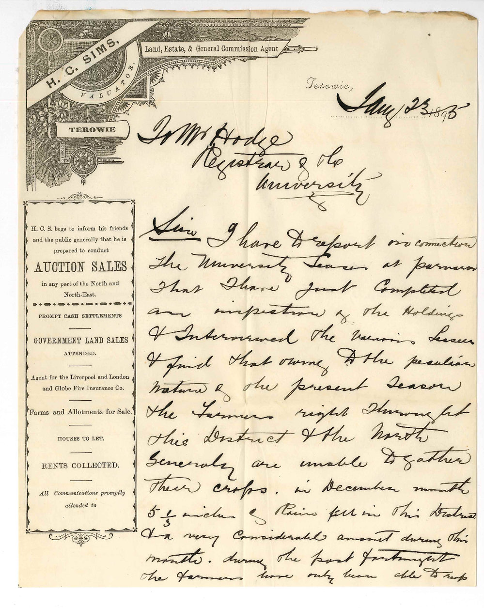 H C Sims - Terowie - Report on Parnaroo lands