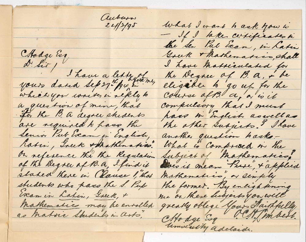 O C H Limbert - Auburn - Senior Public Exam and BA Course
